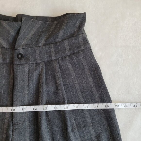 Cider Fold Over High Rise Wide Leg Striped Trousers / Pants with Pockets - Picture 9 of 11